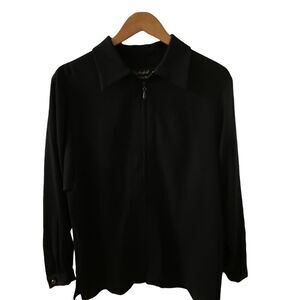 Garfield and Marks ~ Black zip front Shacket (Shirt + Jacket) ~ size M